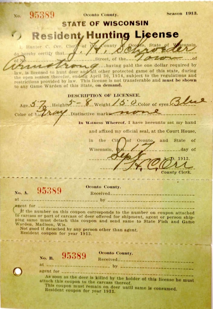 Image of 1913 hunting license