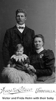 The young Holm family is seen in a Swedish studio photo.