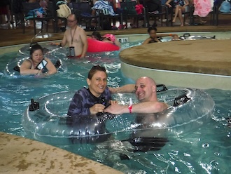 Lisa and Douglas Holm floating on the Crooked Creek