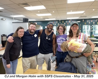 Photos of CJ, Morgan, and former SSFS classmates during the 2025 Alumni Day