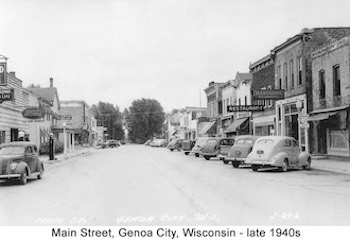 Looking north on Main Street in Genoa City with businesses on both sides