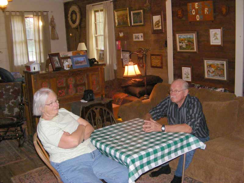 Molly and Al Reko in the main room of the Wilkins Bridge Guesthouse
