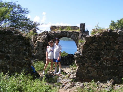 Gail and Al at the ruins
of a Danish plantation overlooking Leinster Bay & Waterlemon Bay