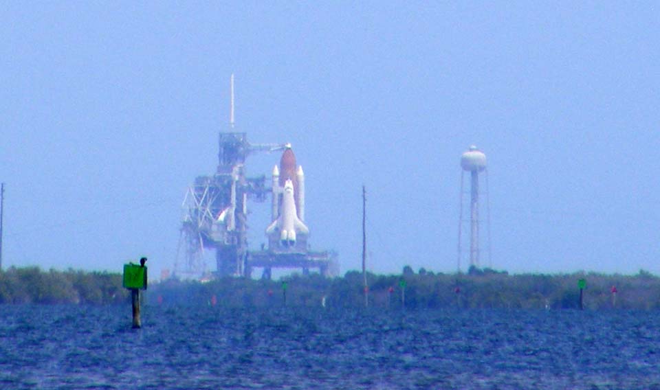 Atlantis sitting on the launch pad during the morning of Monday, May 11, 2009