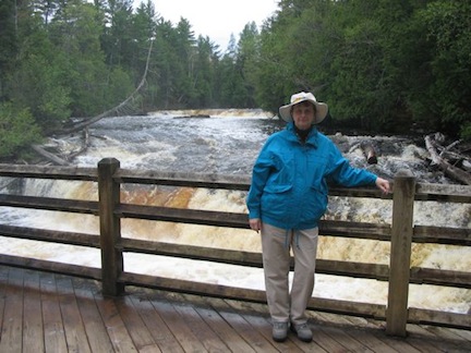 Gail           at the Lower falls at Tahquamenon