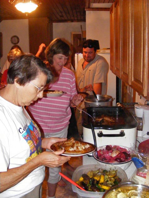 The buffet line for dinner on Sunday evening