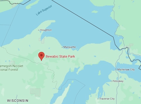 A Google map showing the location of where we camped